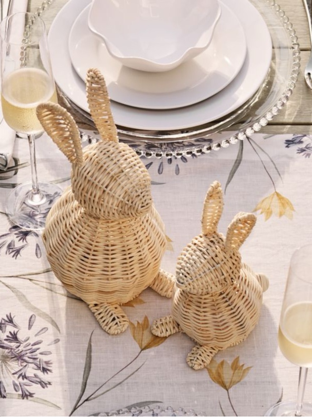 Crate & Barrel Small Rattan Bunny Decorative Sculpture